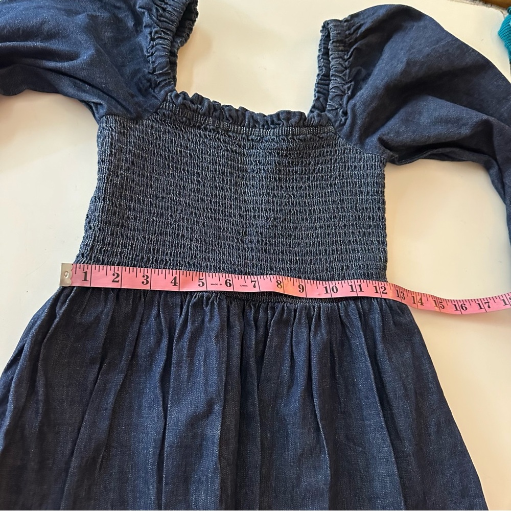 J.Crew 100%Cotton Smocked Fitted Bodice Long Puff Sleeve Chambray PullOn Dress S - Picture 15 of 16